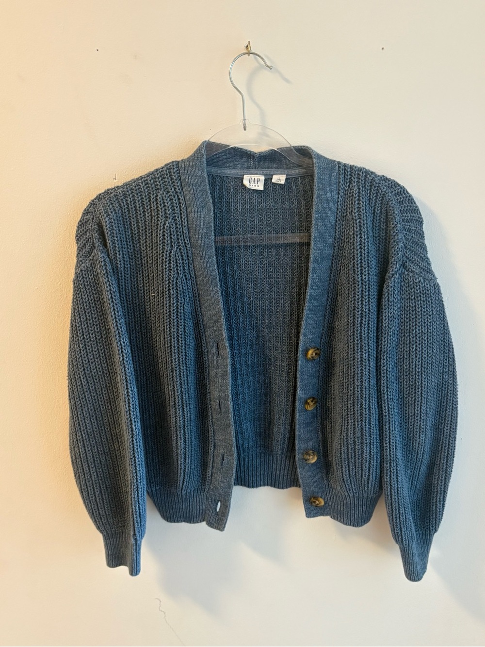 GAP kid’s Slate Blue Chunky Knit Button Cardigan